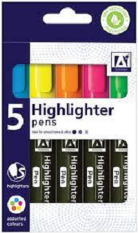 Anker Stationery 5 Highlighter Pens - Assorted Colours
