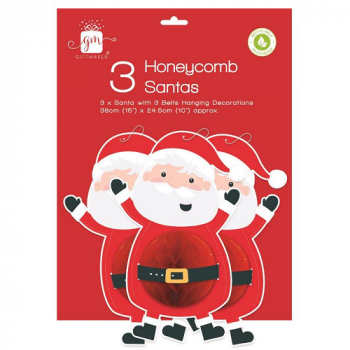 Giftmaker Christmas Honeycomb Santa 3 Pack