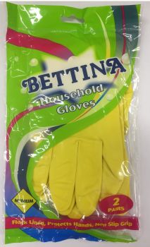 Bettina Household Rubber Gloves - 2 Pairs Size Medium