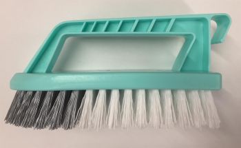 Trendy Iron Shaped Blue Plastic Scrubbing Brush