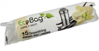Eco Bag Draw String Bin Liners Vanilla Scented 15pk 50Ltr