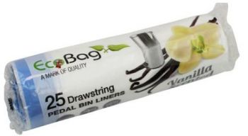 Eco Bag Drawstring Pedal Bin Liners Vanilla Scented 25Pack 30ltr