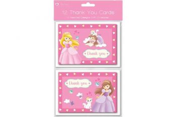 12 Pack Mini Thank You Cards Princess Theme