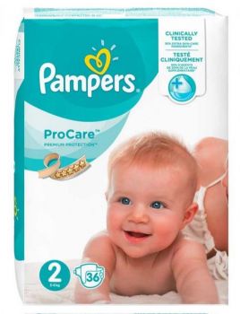 Pampers Pro Care Premium Protection Nappies 36x Size 2