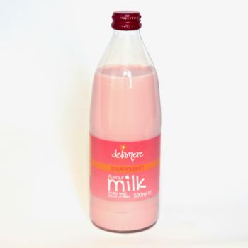Delamere Dairy Strawberry Flavoured Milk 500ml (Glass Bottle)