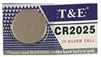 T&E Lithium Battery CR2025 3V Silver Cell Single Pack