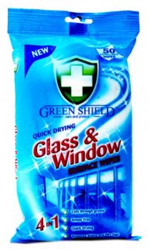 Green Shield Quick Drying Glass & Window Surface Wipes 70 Large Wipes
