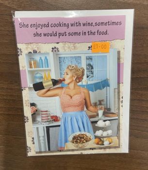 Funny Cooking with Wine Card