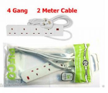 4 Gang Extension Lead with Approx 2 Meter Cable