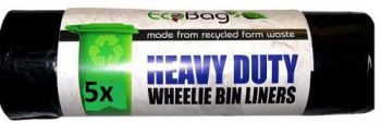 Eco Bag Heavy Duty Wheelie Bin Liners Super Strong 240ltr 5Pack