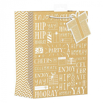 Gift Maker Medium Kraft Gift Bag - Brown & White Text