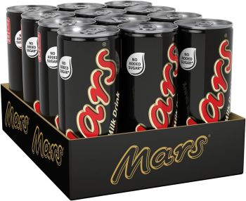 Mars Chocolate Milkshake Drink Can, 250ml (Pack of 12) No Added Sugar