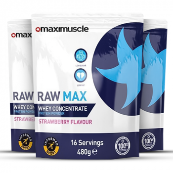 Maximuscle Raw Max, Whey Protein Concentrate, Strawberry Flavour (3x 480g)