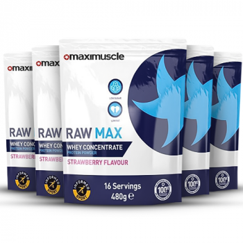 Maximuscle Raw Max, Whey Protein Concentrate, Strawberry Flavour (5 x 480g)