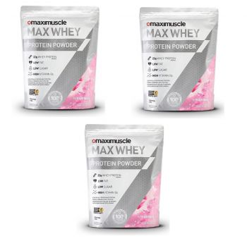 Maximuscle Max Whey Protein Powder - Strawberry 480g x3 48 Servings