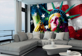 1Wall Statue of Liberty American Flag XXL Non Woven Mural 366cm x 253cm