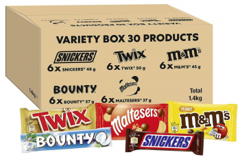 Nestle Variety Chocolate Box 30x Full Size Items - Including Maltesers, Snickers, Bounty, Twix, M&Ms