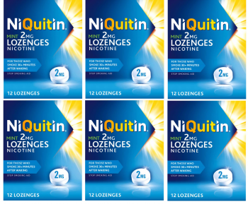 NiQuitin 2mg Nicotine Mint Lozenges (6x 12 Pack, 72 Lozenges)