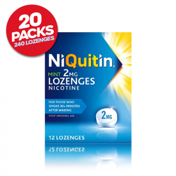 NiQuitin 2mg Nicotine Mint Lozenges (20x 12 Pack, 240 Lozenges)