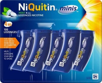 NiQuitin Mini Lozenges 4mg, 100 Lozenges (5 Packs of 20's)