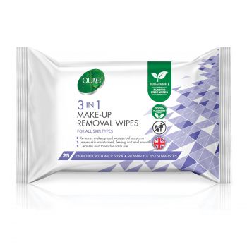 Pure 3 in 1 Make-Up Removal Wipes - 25 Wipes
