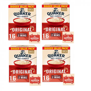 Quaker Oat So Simple Original Microwavable Porridge Oats 16 Sachets 432g (x4Boxes)