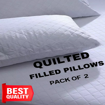 Quilted Pillows Hotel Quality Extra Filled Super Firm Bounce Back Pack of 2