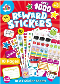 Kids Create Reward Stickers 10 A4 Sheets Over 1000 Stickers (Great Work)