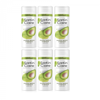 Venus Satin Care Sensitive Avocado Twist Shaving Gel 200ml (x6 Tins)