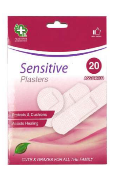 A+E Sensitive Plasters 20 Pack