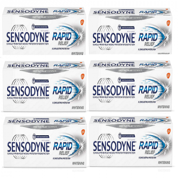 Sensodyne Rapid Relief Sensitive Whitening Toothpaste 75ml (x 6 Boxes)