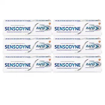 Sensodyne Rapid Relief Sensitive Whitening Toothpaste 75ml 6 x Boxes