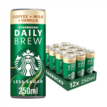 Starbucks Daily Brew Iced Coffee With Milk & Vanilla Cans (12x 250ml)
