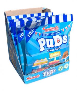Swizzels Puds Chew Bars Novelty Flavoured Sweets 12x 135g Bags