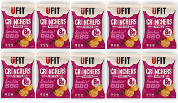 UFit Crunchers Popped Protein Crisps - Smokin BBQ - 10 x 35g