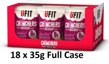UFit Crunchers Popped Protein Crisps - Smokin BBQ - 18 x 35g