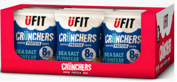 UFit Crunchers Popped Protein Crisps Sea Salt & Vinegar 18x35g
