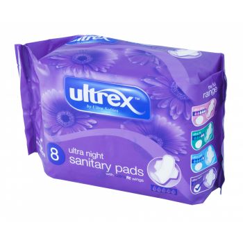 Ultrex - Ultra Night Sanitary Pads - 8 Pads