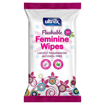 Ultrex - Flushable Feminine Wipes - 20 Wipes