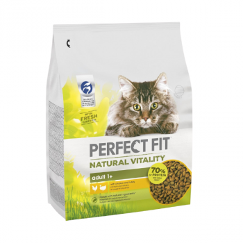 Perfect Fit Adult 1+ Natural Vitality Dry Cat Food Chicken & Turkey, 2.4 kg x 3