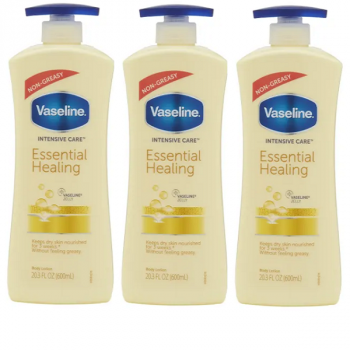 Vaseline Essential Healing Body Lotion 600ml (x3 Bottles)
