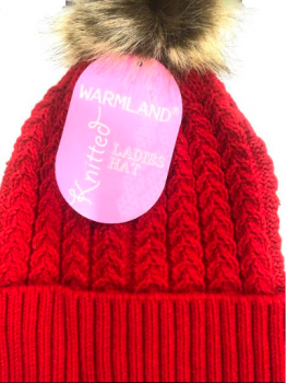 Warmland Ladies Knitted Beanie Hat - One Size (Red)