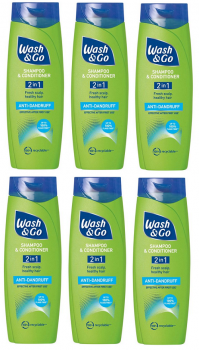  Wash & Go 2 in1 Anti-Dandruff Shampoo & Conditioner (6 x 400ml)