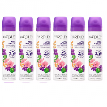 Yardley London April Violets Body Spray 6 x 75ml