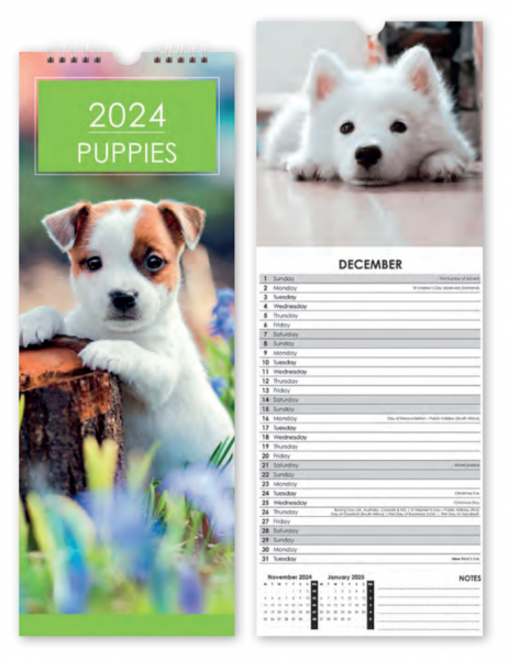 Design Group Slimline Calendar 2024 - Puppies