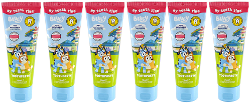 Nickelodeon Bluey Strawberry Children's Fluoride Toothpaste 75ml (x6 Tubes)