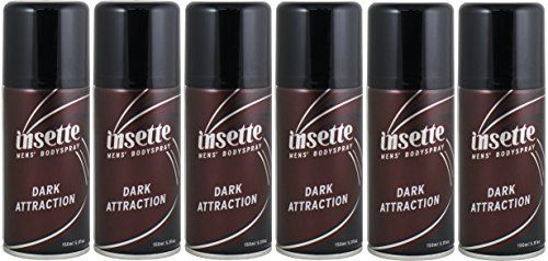 x6 Insette Dark Attraction Mens Deodorant Body Spray 150ml