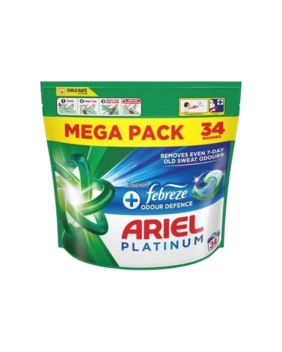 Ariel Platinum Pods with Febreze Odour Defence, (3 x 34 Washes)