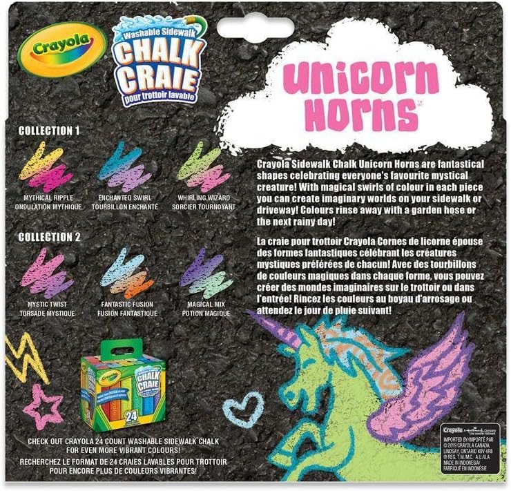 Crayola Unicorn Horns Washable Sidewalk Chalk 3 Pieces 