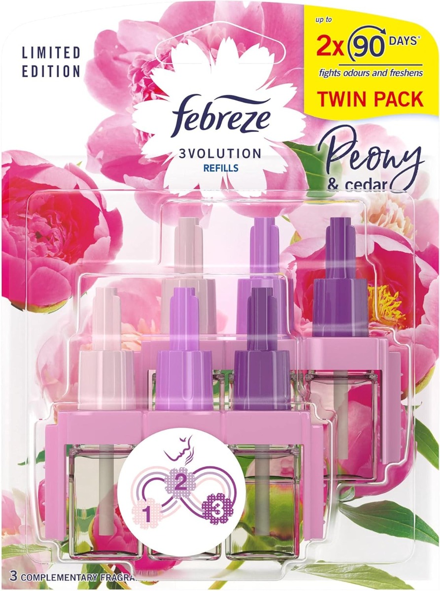 Febreze 3Volution Air Freshener Plug In Refill Peony & Cedar Twin Pack 3x (2x20ml)